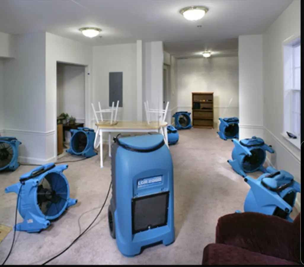 Air movers and dehumidifier setup for Water Extraction & Removal in Anthem